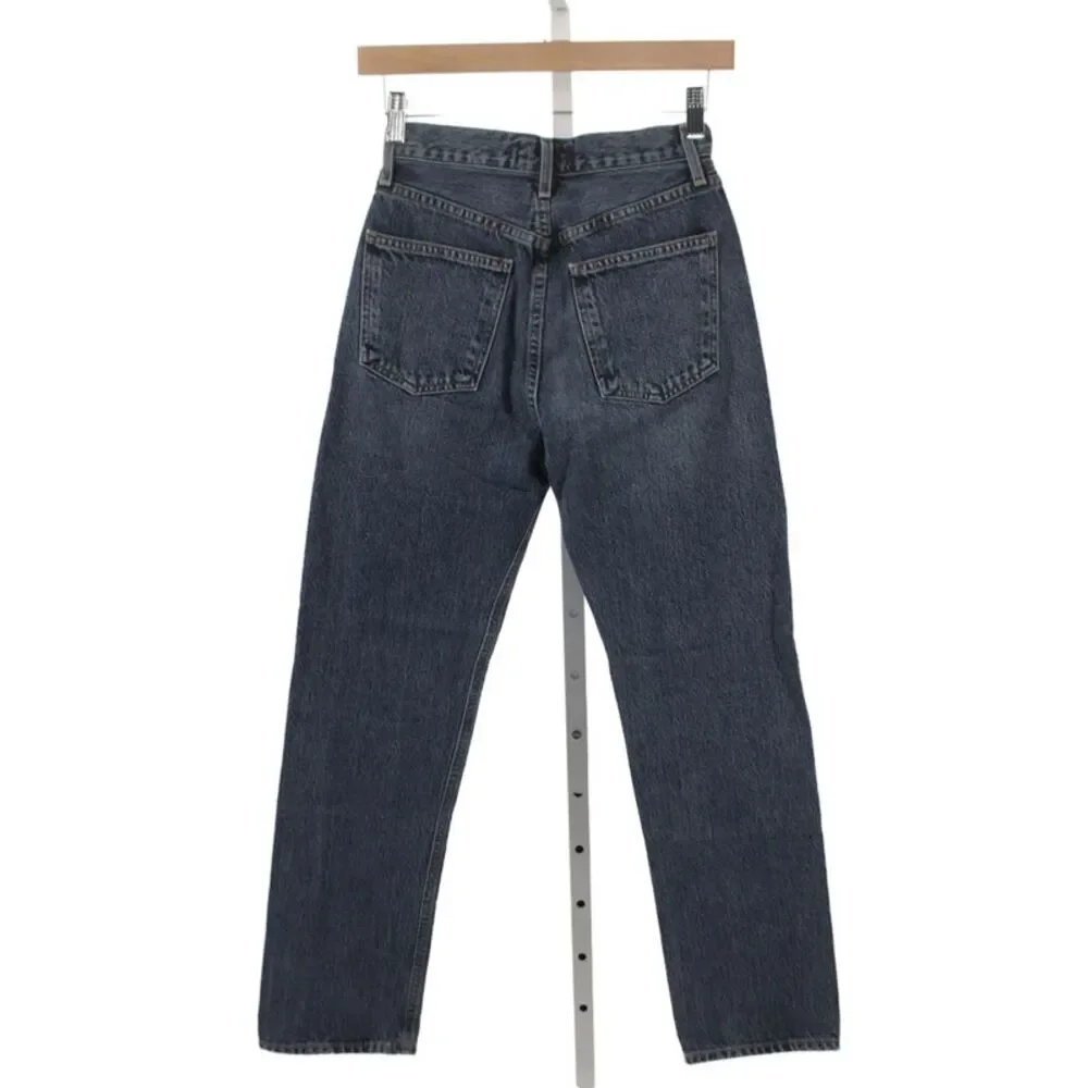 Agolde Womens Blue High Rise Straight Jeans Button Fly Size 23
